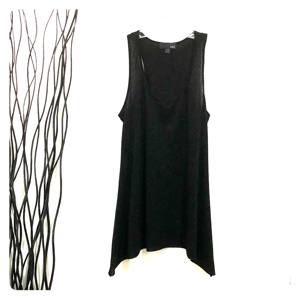 XXI Black & Silver Shark Bite Tunic Tank Size S